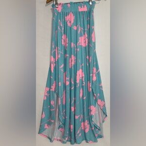 Boutique Floral Maxi Skirt Side Slits Stretch Waist NWOT Small